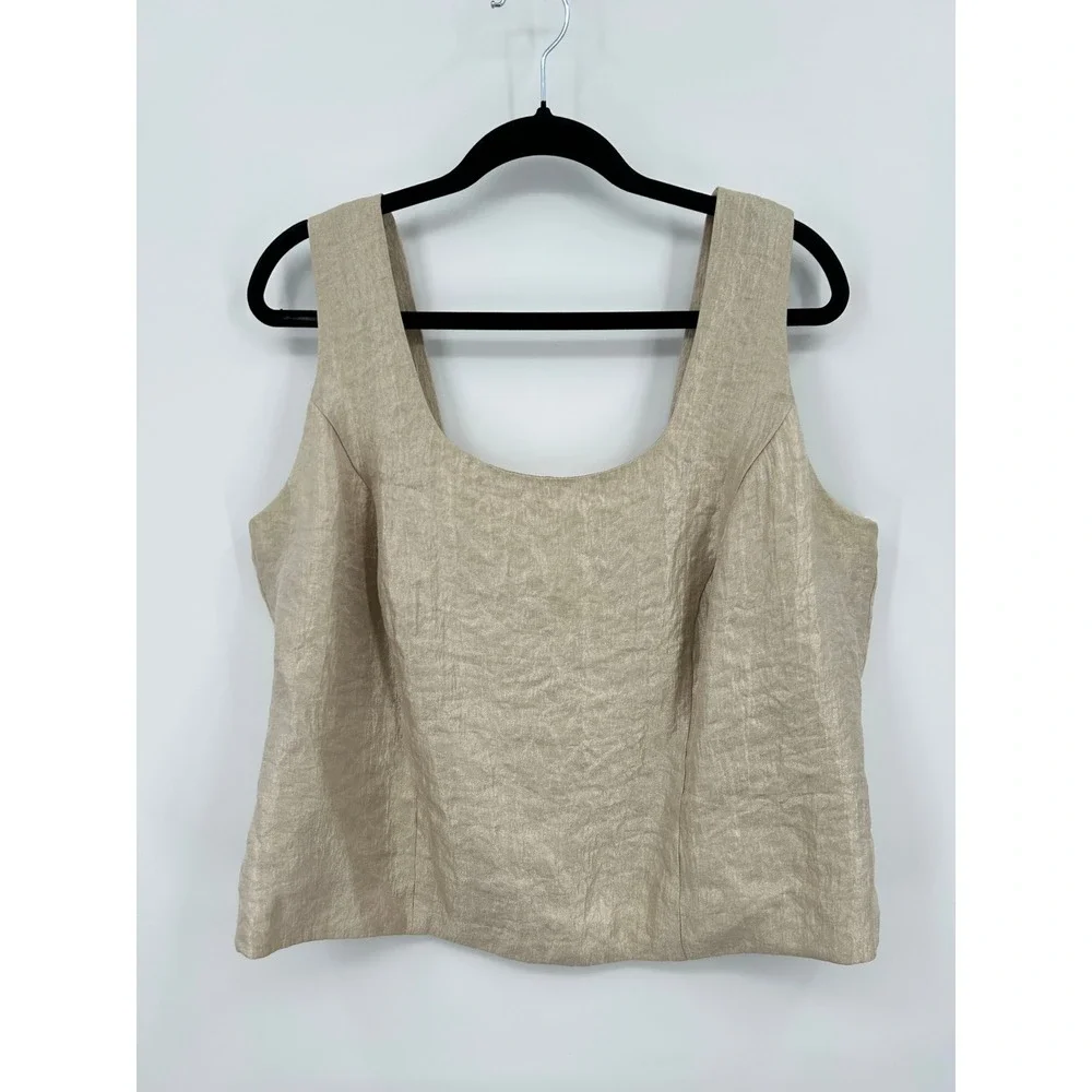 Expo New York Champagne Gold Metallic Sleeveless Shell Top Womens Size 16w - Picture 2 of 14